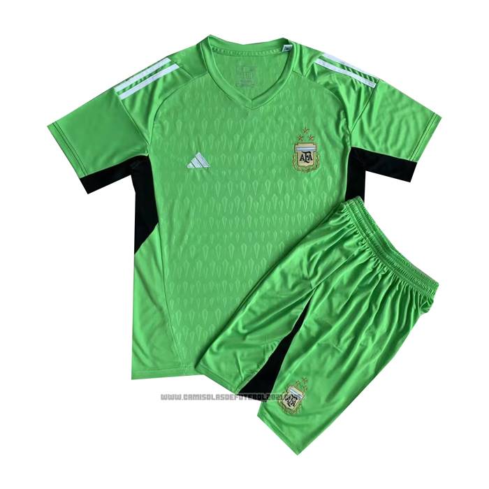 Camisola Argentina Goleiro Crianca 2022 Verde